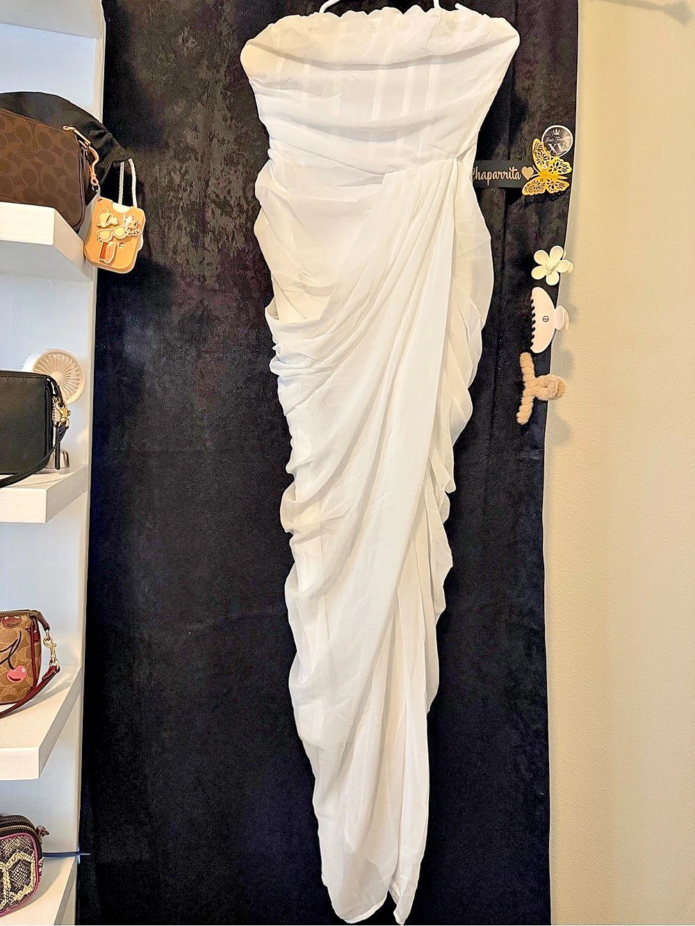 Meshki Zendaya Strapless Draped Maxi Dress White
